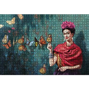 Frida Kahlo Kelebekli Puzzle Yapboz Mdf Ahşap 1000 Parça