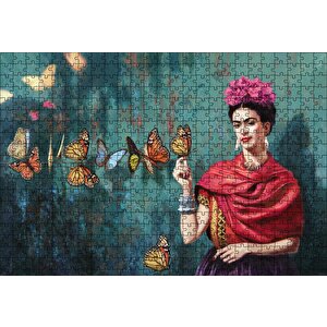 Frida Kahlo Kelebekli Puzzle Yapboz Mdf Ahşap 500 Parça