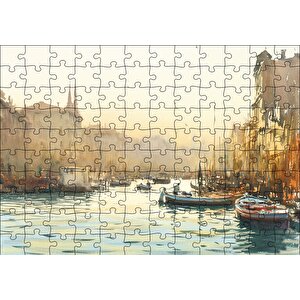 Tekne Şehir Manzara Puzzle Yapboz Mdf Ahşap 120 Parça