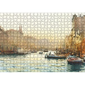 Tekne Şehir Manzara Puzzle Yapboz Mdf Ahşap 500 Parça