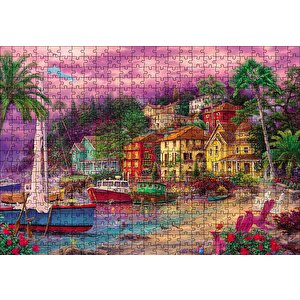 Deniz Kıyısında Yaşam Ev Puzzle Yapboz Mdf Ahşap 500 Parça
