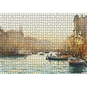 Tekne Şehir Manzara Puzzle Yapboz Mdf Ahşap 1000 Parça