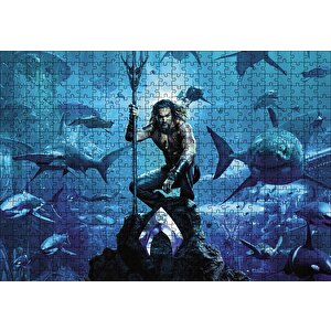Aquaman Su Altında Köpek Balıklar Puzzle Yapboz Mdf Ahşap 500 Parça