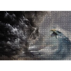 Fırtına İnsan Figürlü Deniz Dalgası Kartal Puzzle Yapboz Mdf Ahşap 1000 Parça
