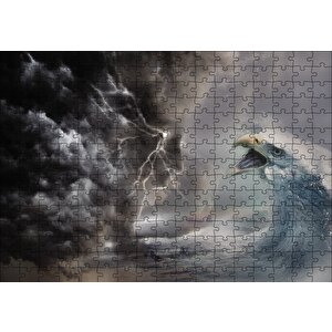 Fırtına İnsan Figürlü Deniz Dalgası Kartal Puzzle Yapboz Mdf Ahşap 255 Parça