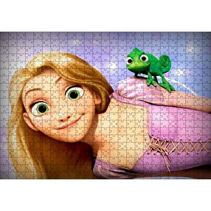 Rapunzel Ve Yeşil Bukaleman Puzzle Yapboz Mdf Ahşap 500 Parça