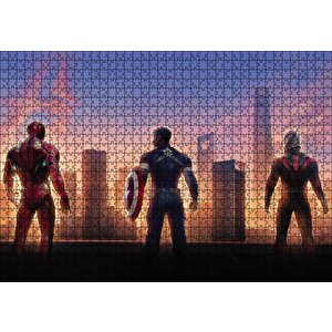 Avengers Endgame Iron Man, Captain America Ve Ant Man Puzzle Yapboz Mdf Ahşap 1000 Parça