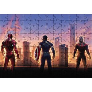 Avengers Endgame Iron Man, Captain America Ve Ant Man Puzzle Yapboz Mdf Ahşap 120 Parça