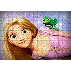 Rapunzel Ve Yeşil Bukaleman Puzzle Yapboz Mdf Ahşap 255 Parça