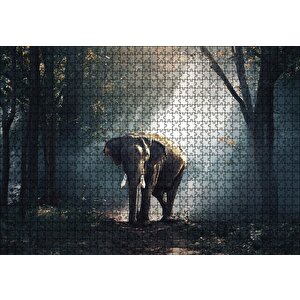 Ormanda Fil Puzzle Yapboz Mdf Ahşap 1000 Parça
