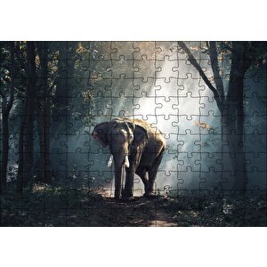 Ormanda Fil Puzzle Yapboz Mdf Ahşap 120 Parça
