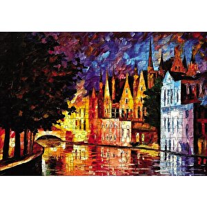 Akarsu Köprü Binalar Yağlı Boya Puzzle Yapboz Mdf Ahşap 255 Parça