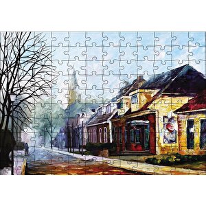 Sokak Evler Yağlı Boya Puzzle Yapboz Mdf Ahşap 120 Parça