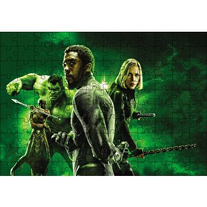 Hulk, Black Panther Ve Black Widow Puzzle Yapboz Mdf Ahşap 120 Parça