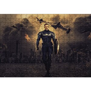 Captain America Gecede Savaş Puzzle Yapboz Mdf Ahşap 255 Parça