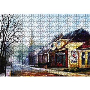 Sokak Evler Yağlı Boya Puzzle Yapboz Mdf Ahşap 1000 Parça