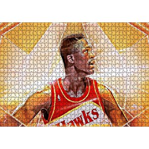 Dominique Wilkins Hawks Basketbol Puzzle Yapboz Mdf Ahşap 1000 Parça