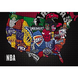 Nba Takım Logoları Puzzle Yapboz Mdf Ahşap 1000 Parça