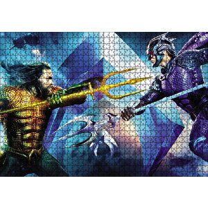 Aquaman Vs King Orm Karşılaşması Puzzle Yapboz Mdf Ahşap 1000 Parça