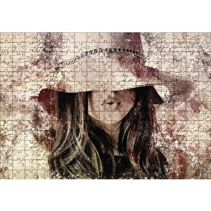 Mektup Zemininde Şapkalı Kız Puzzle Yapboz Mdf Ahşap 255 Parça