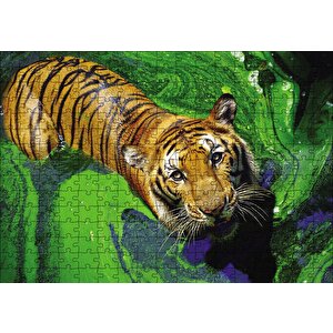 Yosunlu Suda Kaplan Puzzle Yapboz Mdf Ahşap 255 Parça