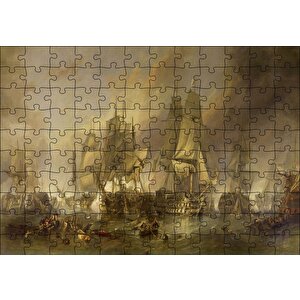 Deniz Savaşında Kalyonlar Puzzle Yapboz Mdf Ahşap 120 Parça
