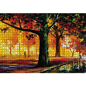 Parkta İnsan Manzarası Yağlı Boya Puzzle Yapboz Mdf Ahşap 1000 Parça
