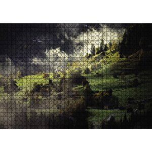 Yamaçlardaki Sisli Köy Puzzle Yapboz Mdf Ahşap 1000 Parça