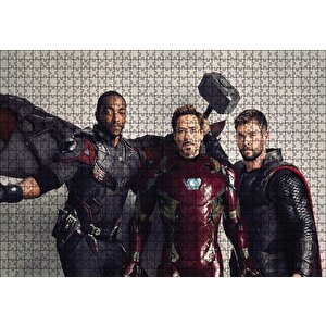Avengers Infinity War Falcon, Iron Man Ve Thor Puzzle Yapboz Mdf Ahşap 1000 Parça