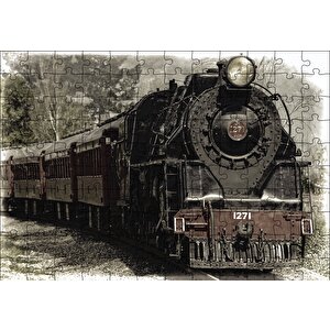 Kara Tren Puzzle Yapboz Mdf Ahşap 120 Parça