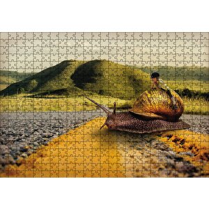 Salyangoz Kız Doğa Yol Soyut Puzzle Yapboz Mdf Ahşap 500 Parça