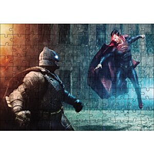 Batman Ve Superman Mücadelesi Puzzle Yapboz Mdf Ahşap 120 Parça