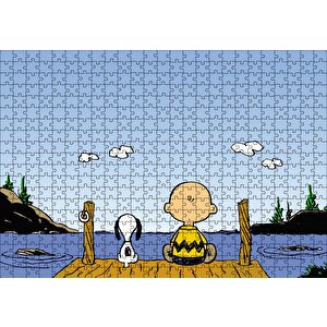 Snoopy Charlie Kahverengi Puzzle Yapboz Mdf Ahşap 500 Parça