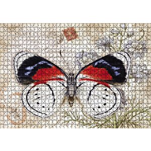 Mektup Zeminde Kelebek Puzzle Yapboz Mdf Ahşap 1000 Parça