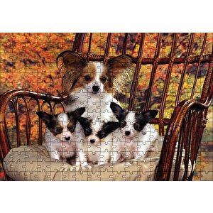 Sandalyede Yavru Köpekler Puzzle Yapboz Mdf Ahşap 255 Parça
