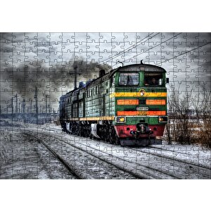 Nostaljik Elektrikli Renkli Tren Puzzle Yapboz Mdf Ahşap 255 Parça
