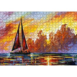 Yelkenli Teknede Seyat Puzzle Yapboz Mdf Ahşap 500 Parça