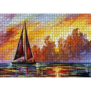 Yelkenli Teknede Seyat Puzzle Yapboz Mdf Ahşap 1000 Parça