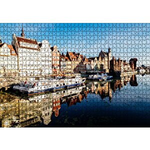 Kanalda Tekneler Ve Güneşli Tarihi Binalar Puzzle Yapboz Mdf Ahşap 1000 Parça