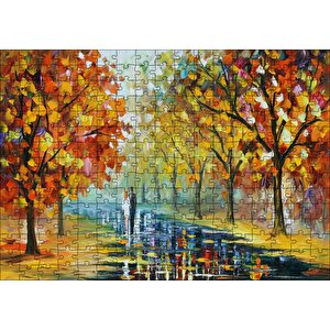 Ağaçlı Yolda Sevgili Çift Puzzle Yapboz Mdf Ahşap 255 Parça