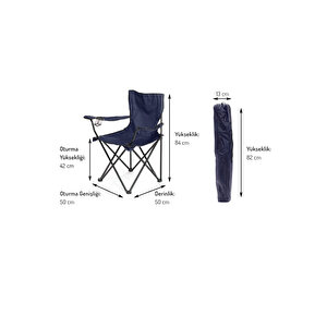 2 Adet Katlanır Kamp Sandalyesi Ve 1 Adet 58x58 Rejisör Kamp Masası Çantalı Kamp Seti - Lacivert