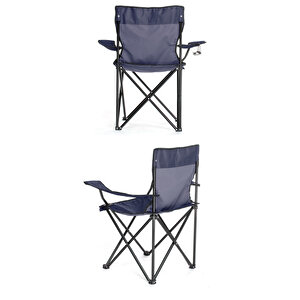 4 Adet Katlanır Kamp Sandalyesi Ve 1 Adet 58x58 Rejisör Kamp Masası Çantalı Kamp Seti - Lacivert