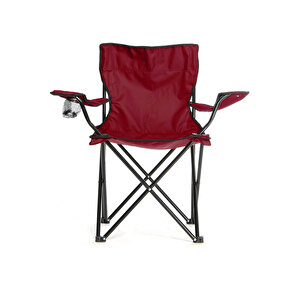 2 Adet Katlanır Kamp Sandalyesi Ve 1 Adet 58x58 Rejisör Kamp Masası Çantalı Kamp Seti - Kırmızı