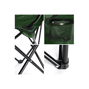 4 Adet Katlanır Kamp Sandalyesi Ve 1 Adet 58x58 Rejisör Kamp Masası Çantalı Kamp Seti - Yeşil