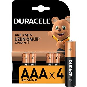 Duracell Alkalin Aaa İnce Kalem Piller, 4 Lu Paket