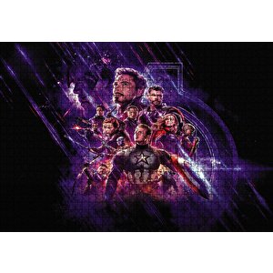 Avengers Tüm Kahramanlar Mavi Işıklar Puzzle Yapboz Mdf Ahşap 1000 Parça