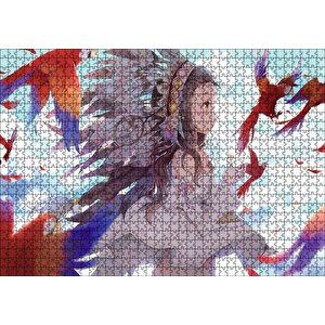 Anime Kız Ve Papağanlar Görseli Puzzle Yapboz Mdf Ahşap 1000 Parça