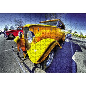 Klasik Sarı Otomobil Görseli Puzzle Yapboz Mdf Ahşap 255 Parça