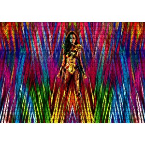 Wonder Woman Rengarenk Şeritler Puzzle Yapboz Mdf Ahşap 1000 Parça