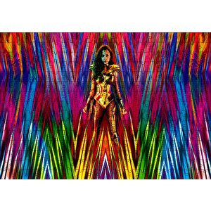Wonder Woman Rengarenk Şeritler Puzzle Yapboz Mdf Ahşap 255 Parça